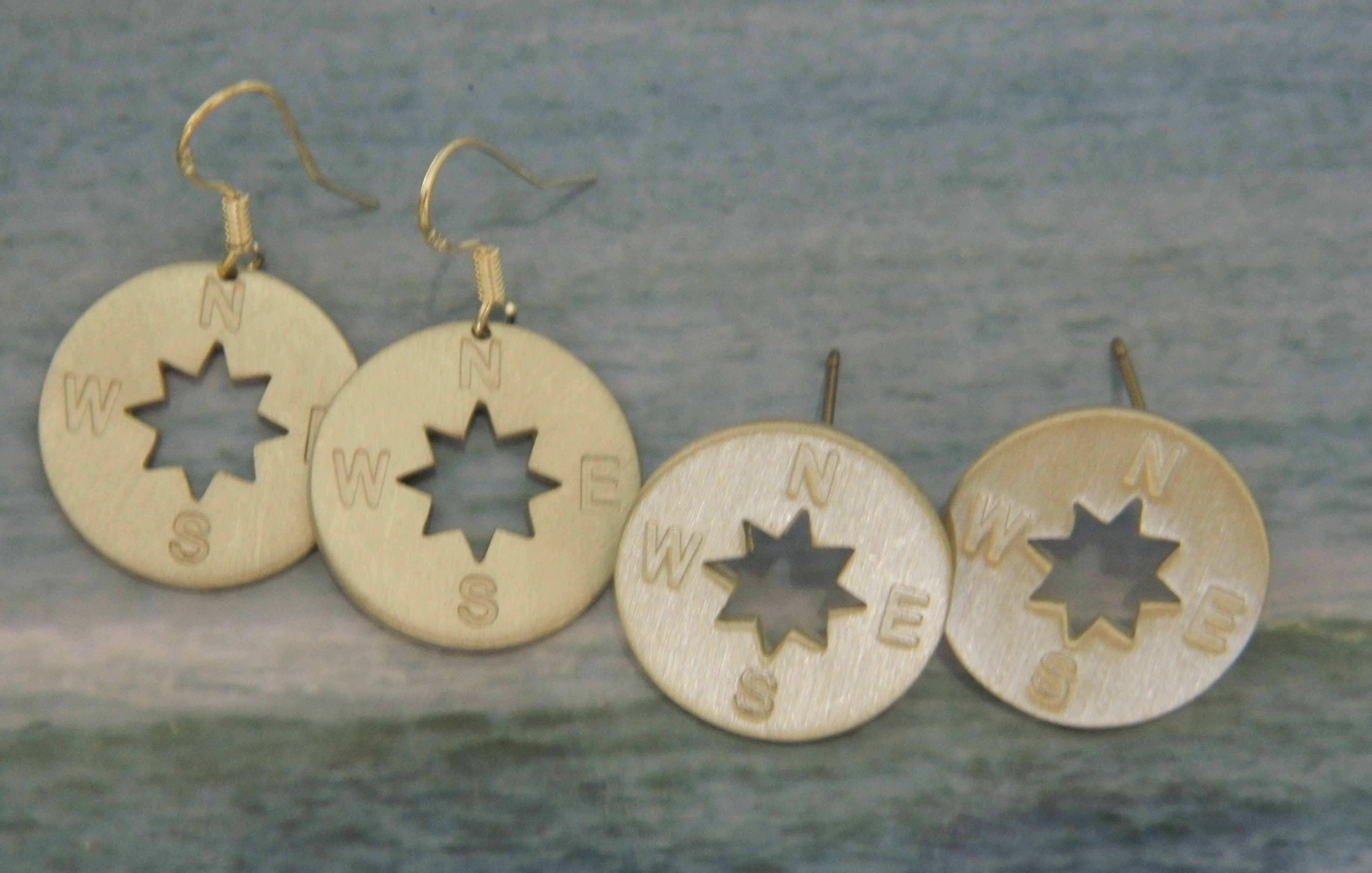 Pewter Compass Rose Earrings