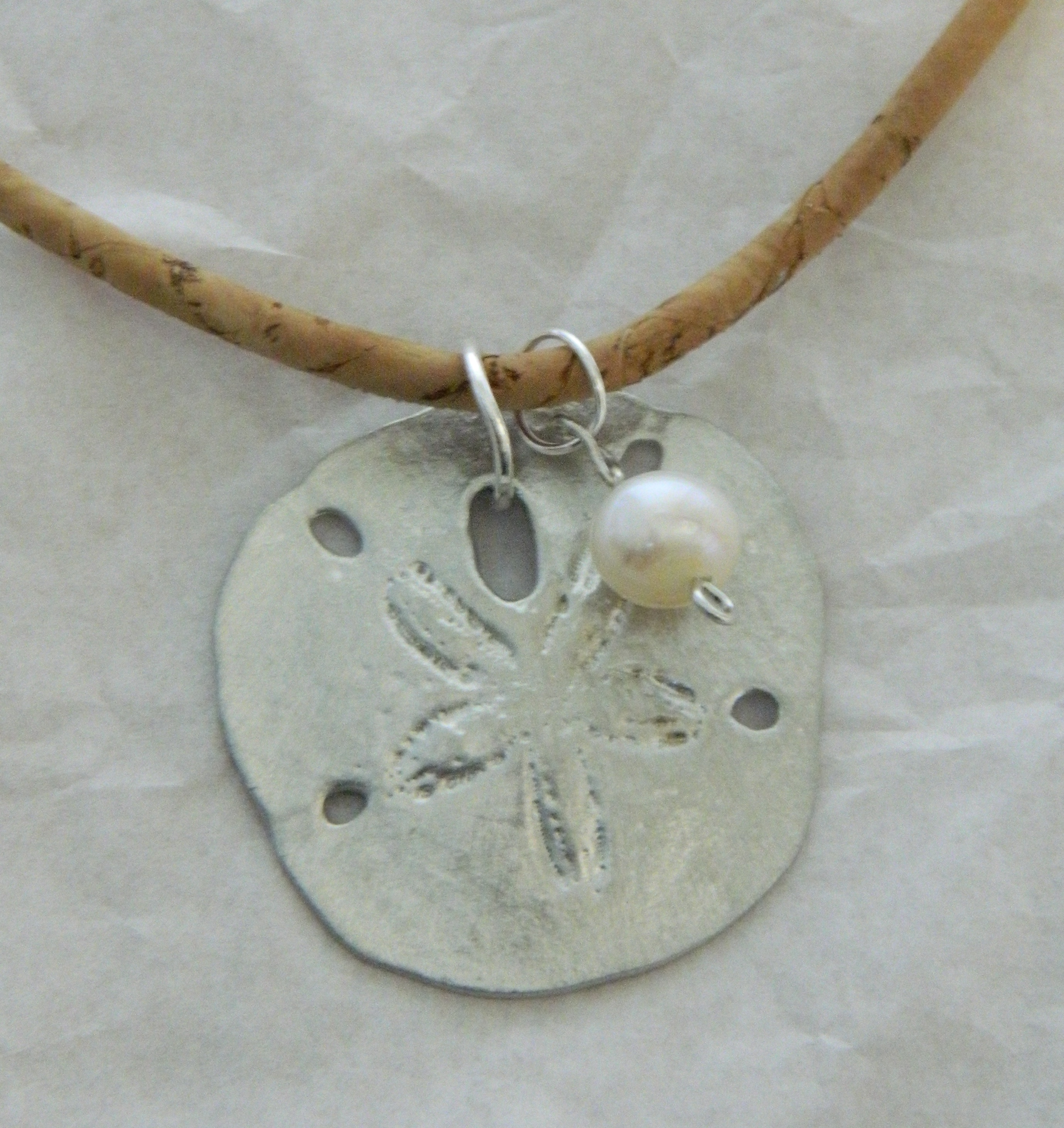 Pewter Sand Dollar with Pearl