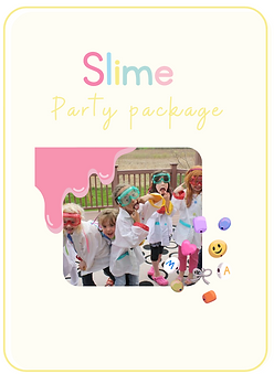 Kids in lab coats and science goggles pulling silly faces with slime around them