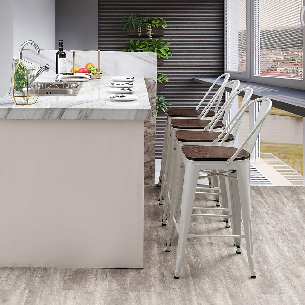 Thumbnail: Metal Bar Stools with Backs, Set of 4, 24"