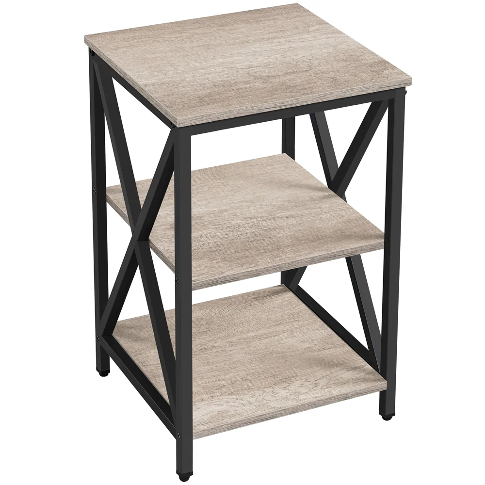 3-Tier X-Frame Side Table, Gray