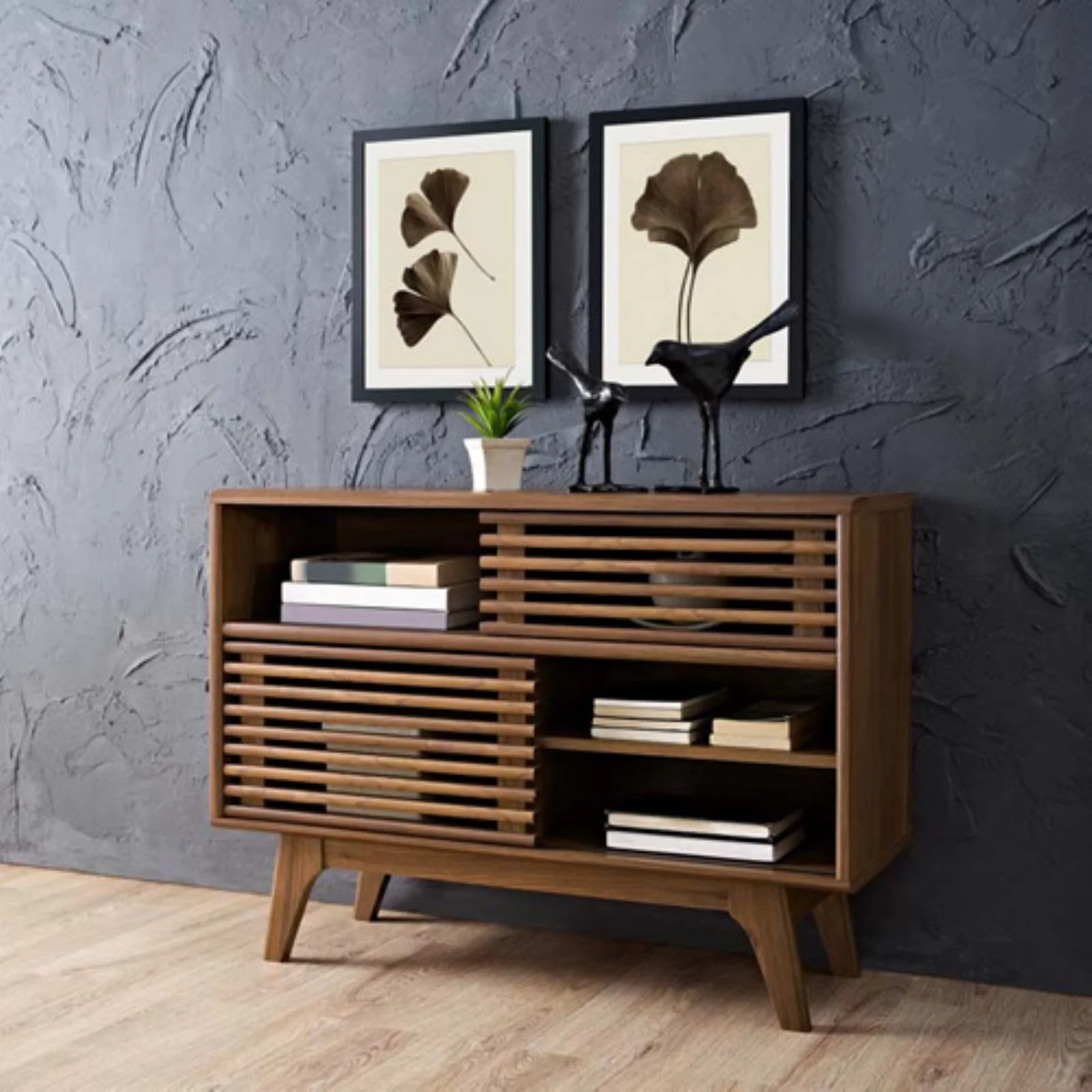 Modern Wood Display Stand, Walnut