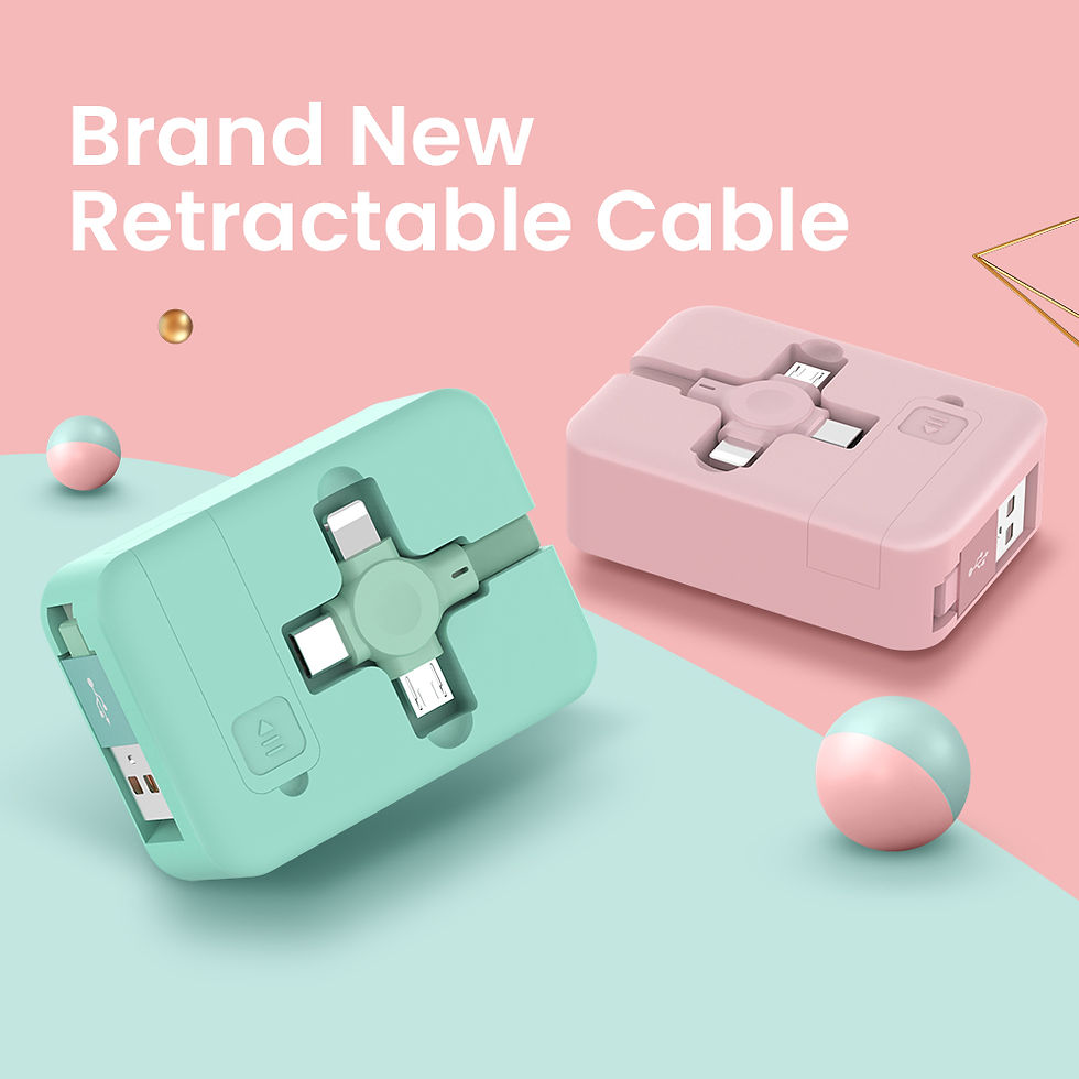 Miniatură: 4 In 1 Retractable USB Cable, Type C Micro Cable For I Phone With Phone Stand