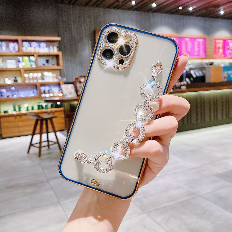 Miniatyrbild: Electroplated Lens Chain Wrist Strap Phone Case