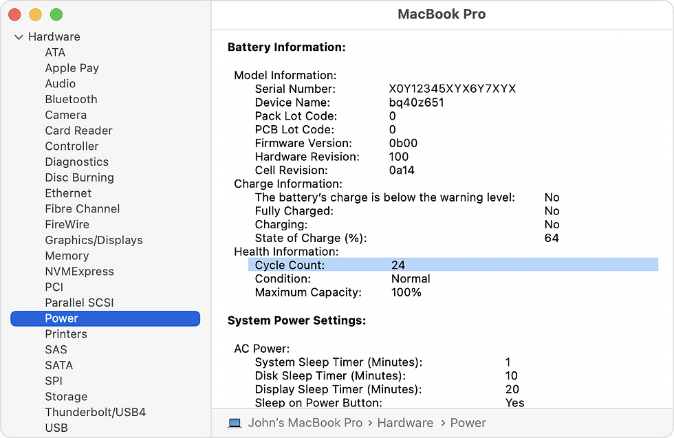 ซื้อ MacBook มือสอง เช็ครอบชาร์จของแบตเตอรี่เครื่องมือสอง ก่อนซื้อ