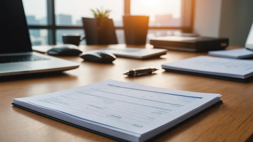 Eye-level view of a office desk with accounts receivable documentation