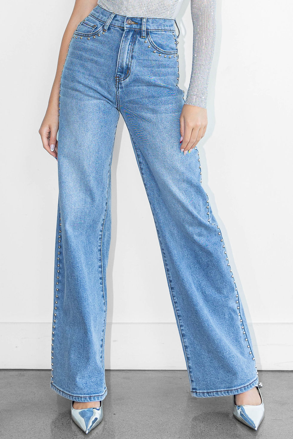 Thumbnail: Studs  Wide Leg Jean