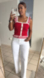 Thumbnail: knit casual chic top; gold detail buttons