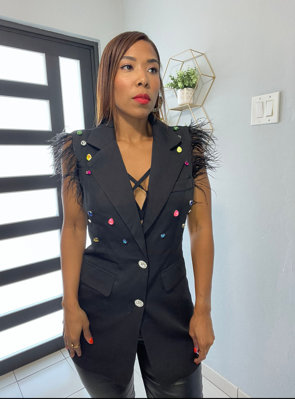 Feather and gem vest