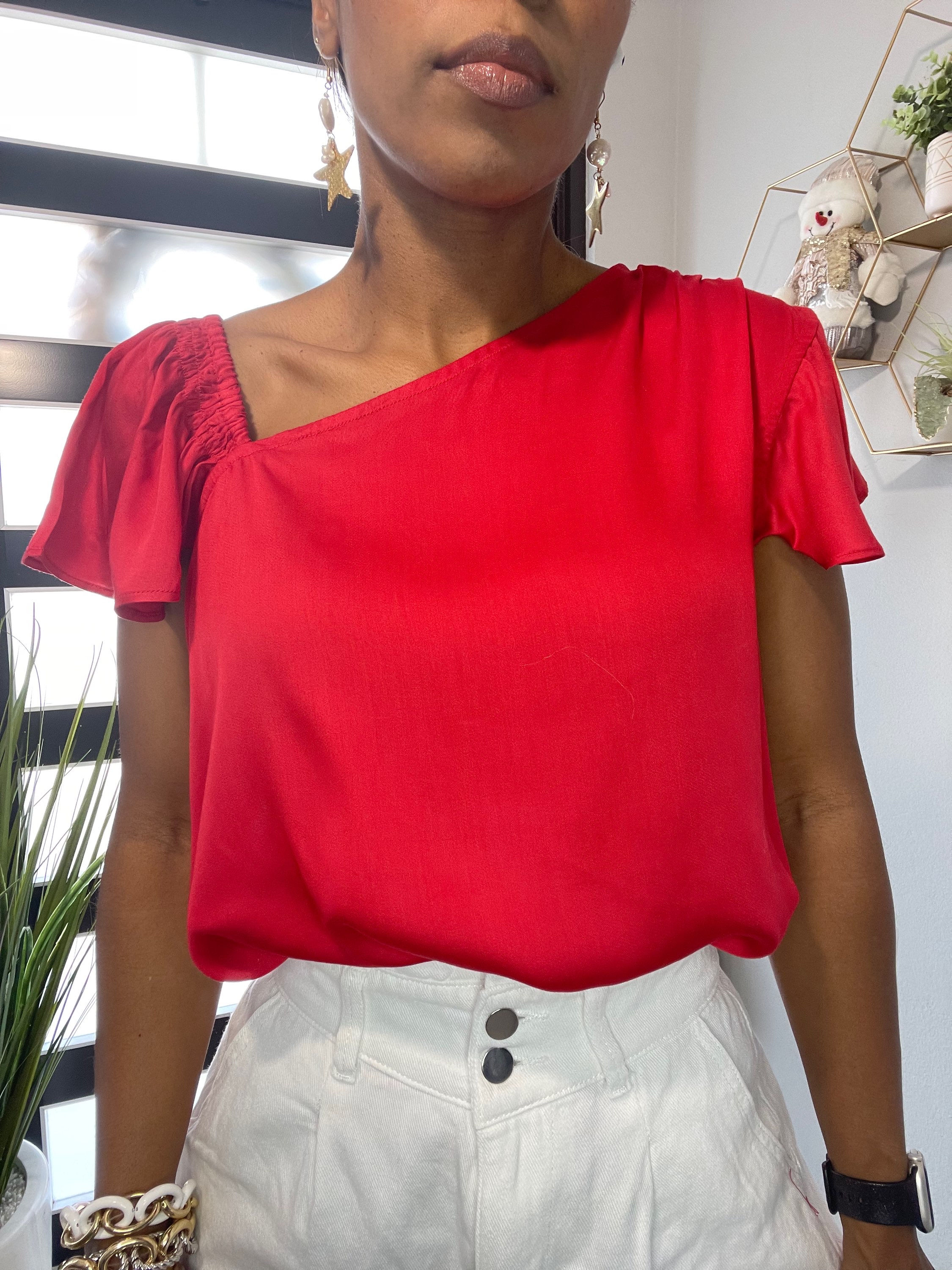 Asymmetric Satin Blouse 