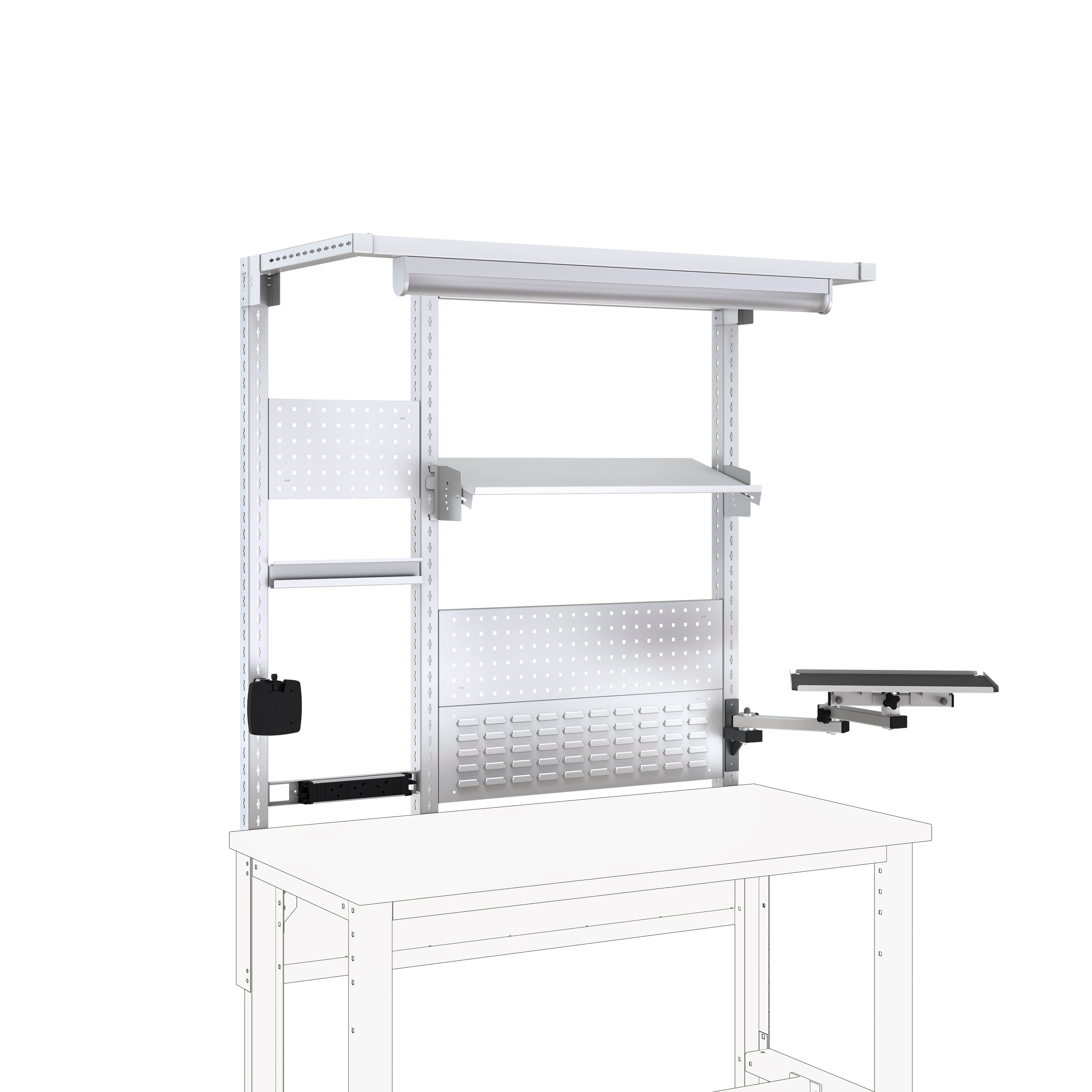 1.5M Cubio Storage Bench Overhead Kit 15-05 Grey