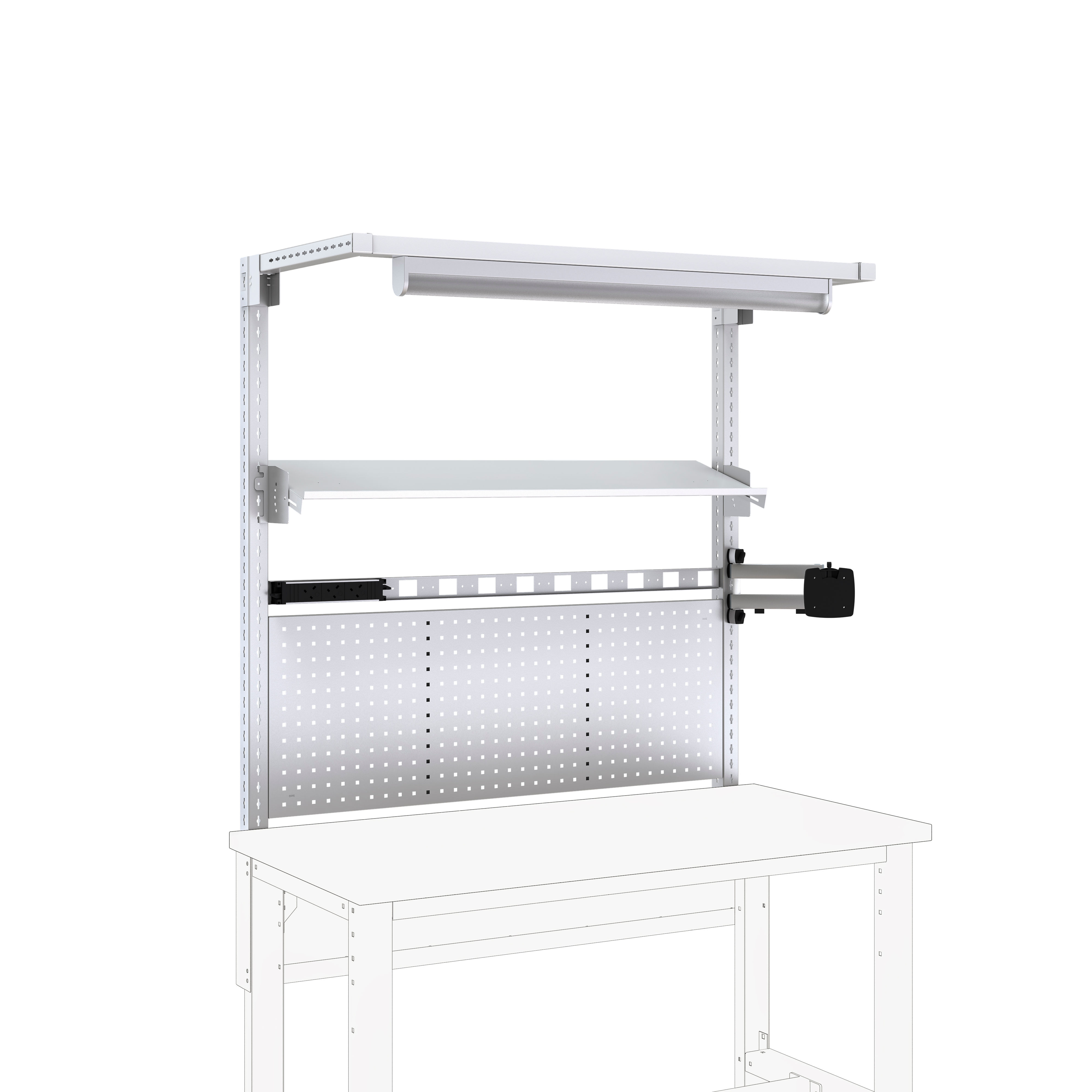 1.5M Cubio Storage Bench Overhead Kit 15-02 Grey