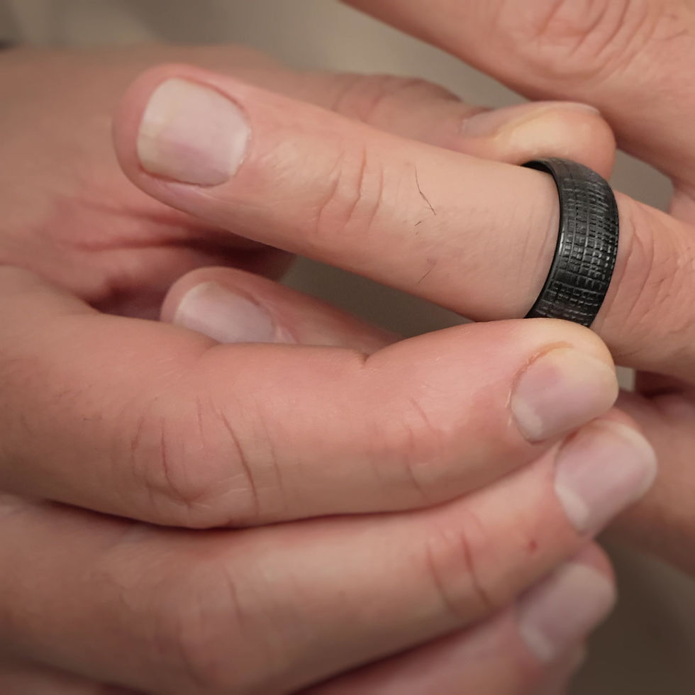Miniature : Bague Voile de lin céramique noire