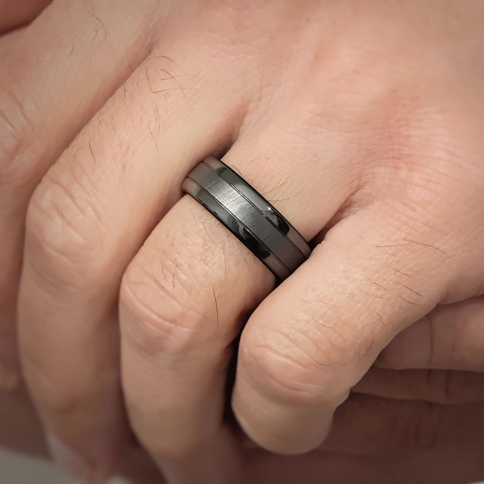 Miniature : Bague Luminescence rail céramique noire