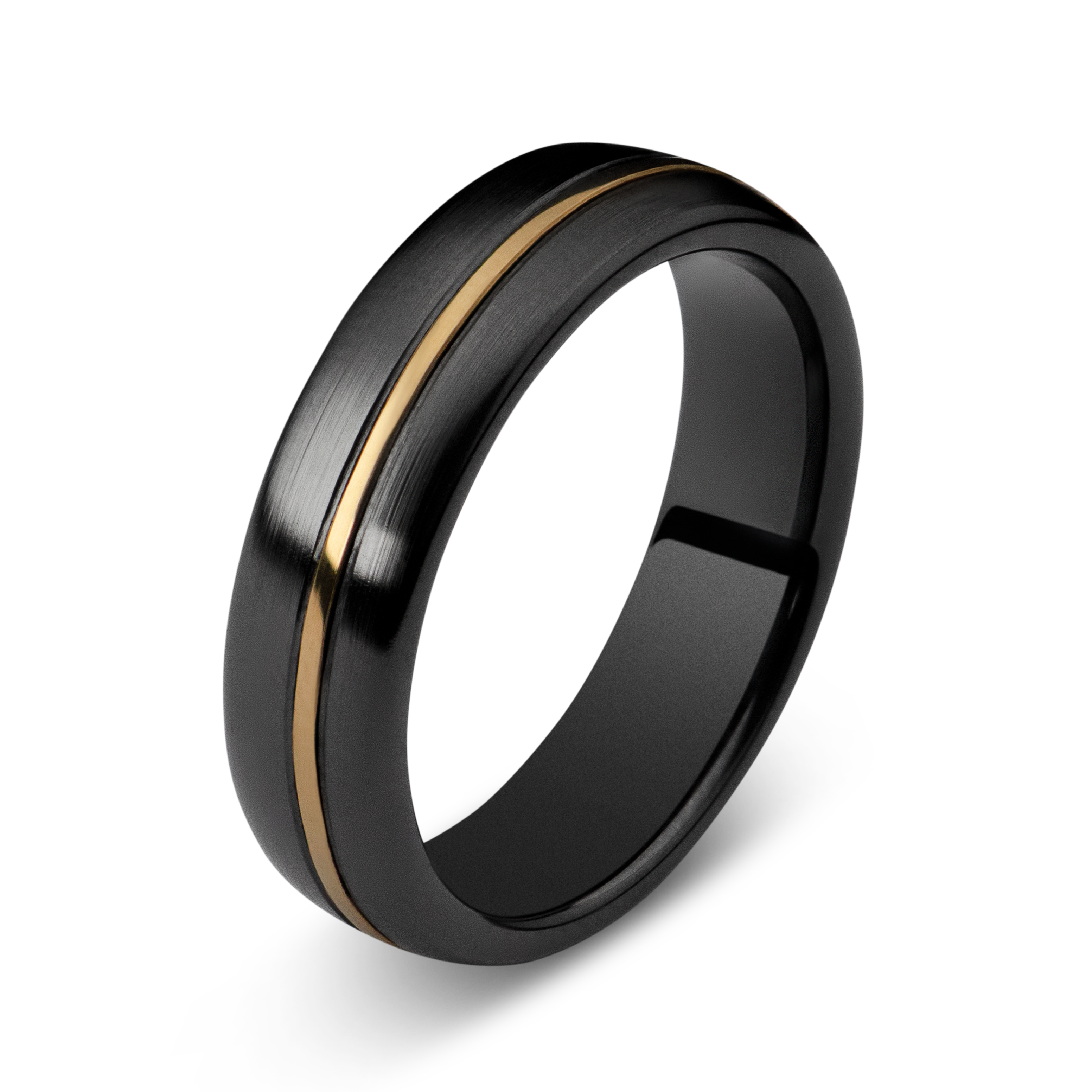 Bague Nova.6 brossée céramique noire, or 18 carats