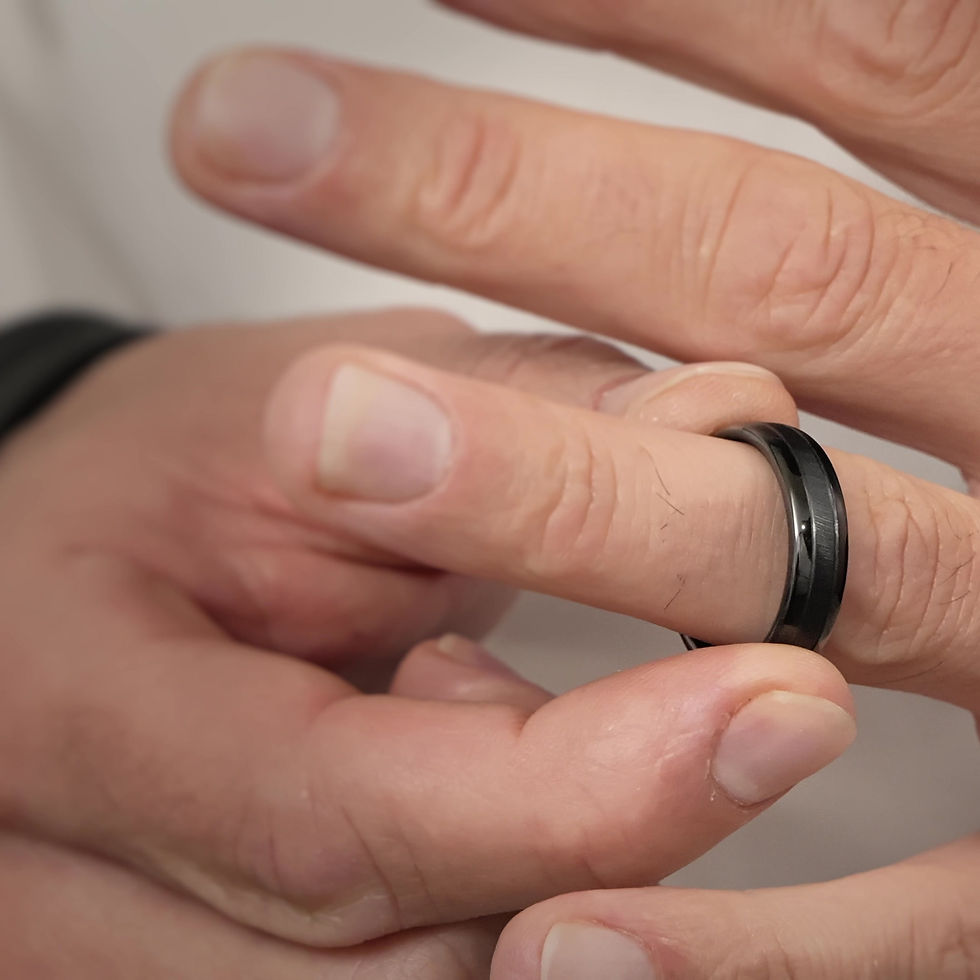 Miniature : Bague Luminescence rail céramique noire