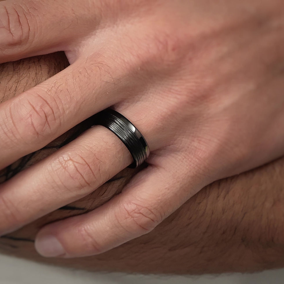 Miniature : Bague Liseré végétale céramique noire
