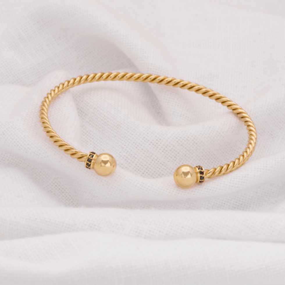 Miniature : Bracelet Neptune or 18 carats, diamants noirs
