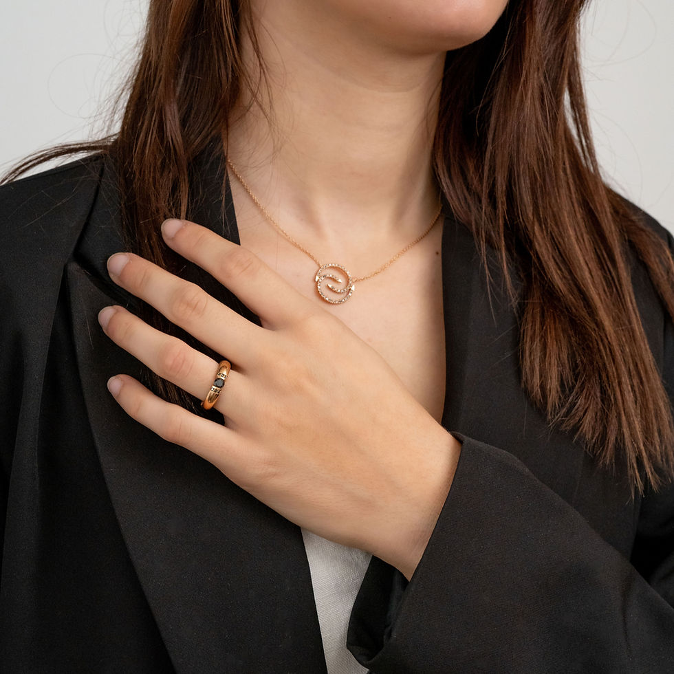 Miniature : Bague Haute tension or 18 carats, diamants noirs
