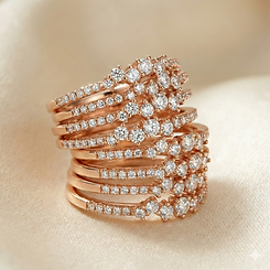 Créaly blog bague alliance constellation or rouge 18 carats diamants serti griffe micro serti asymétrie