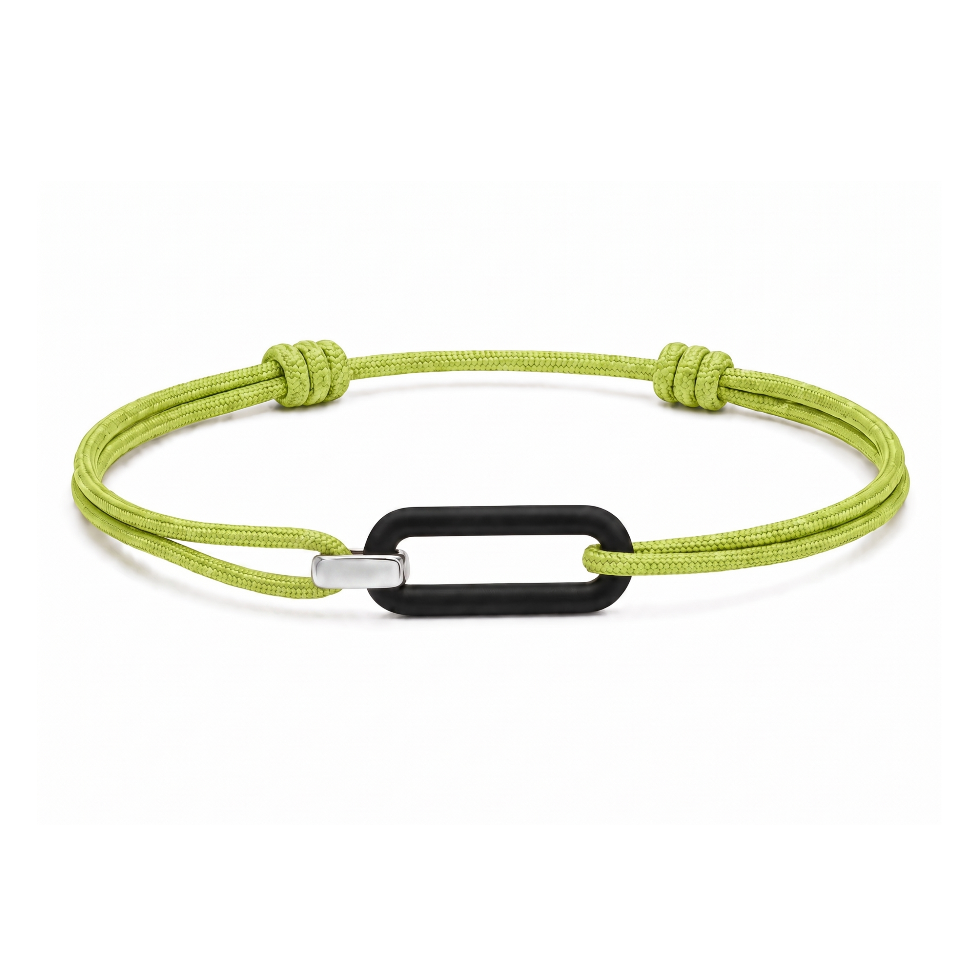 Bracelet Nout céramique noire, or blanc 18 carats, cordon
