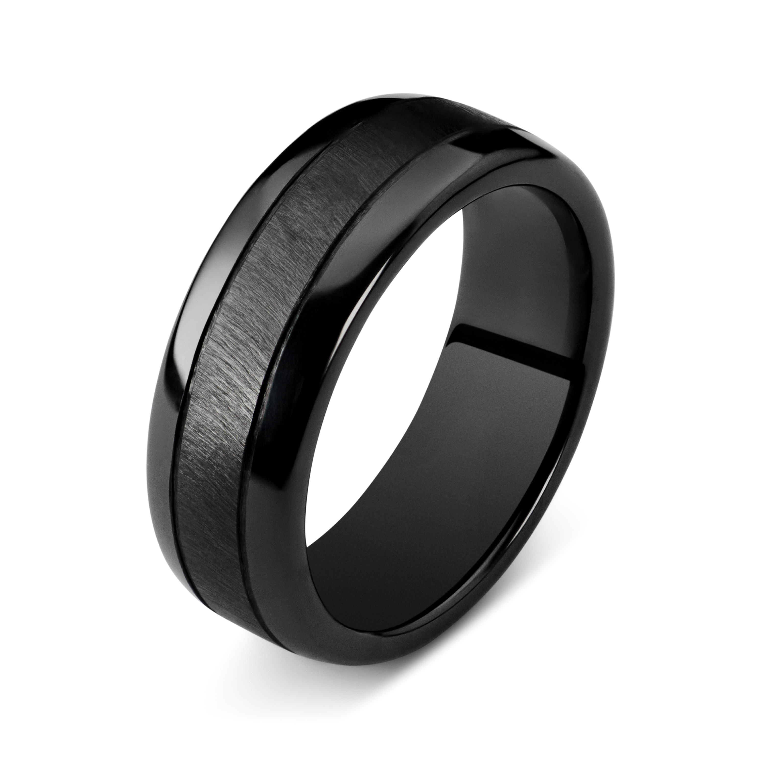 Bague Luminescence rail céramique noire