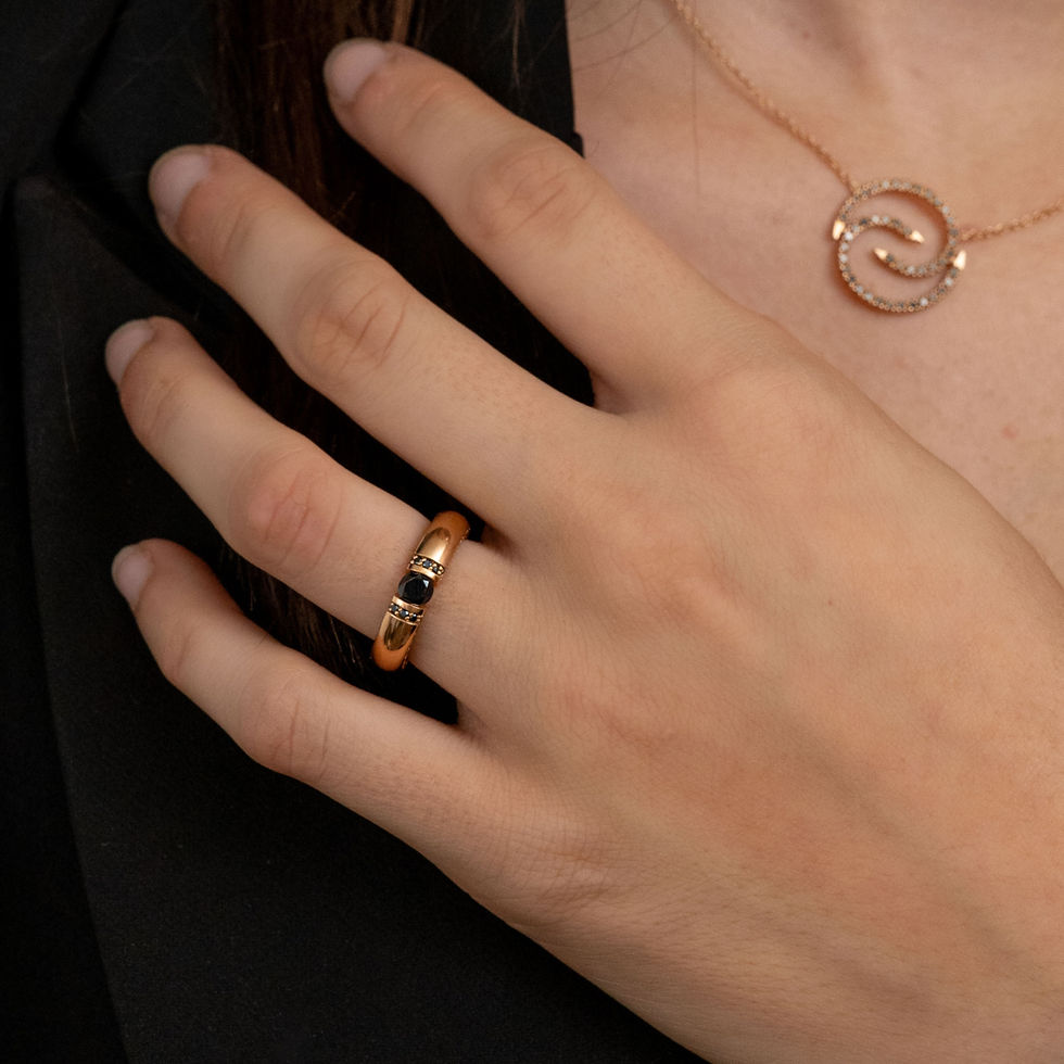 Miniature : Bague Haute tension or 18 carats, diamants noirs