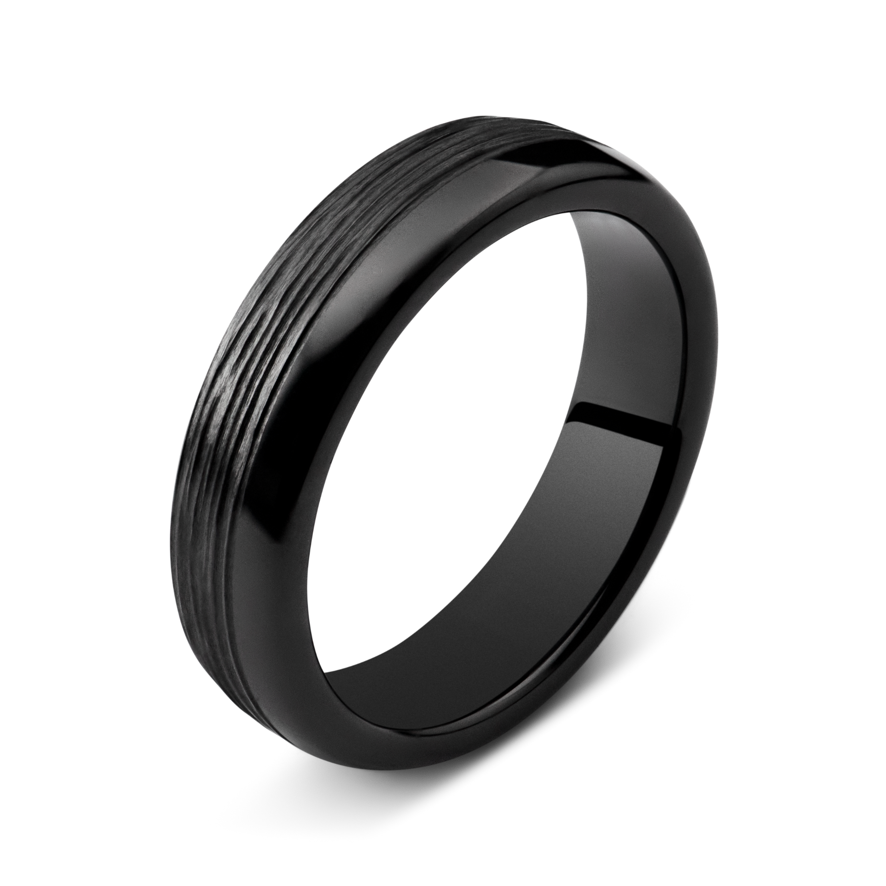 Bague Liseré végétale céramique noire