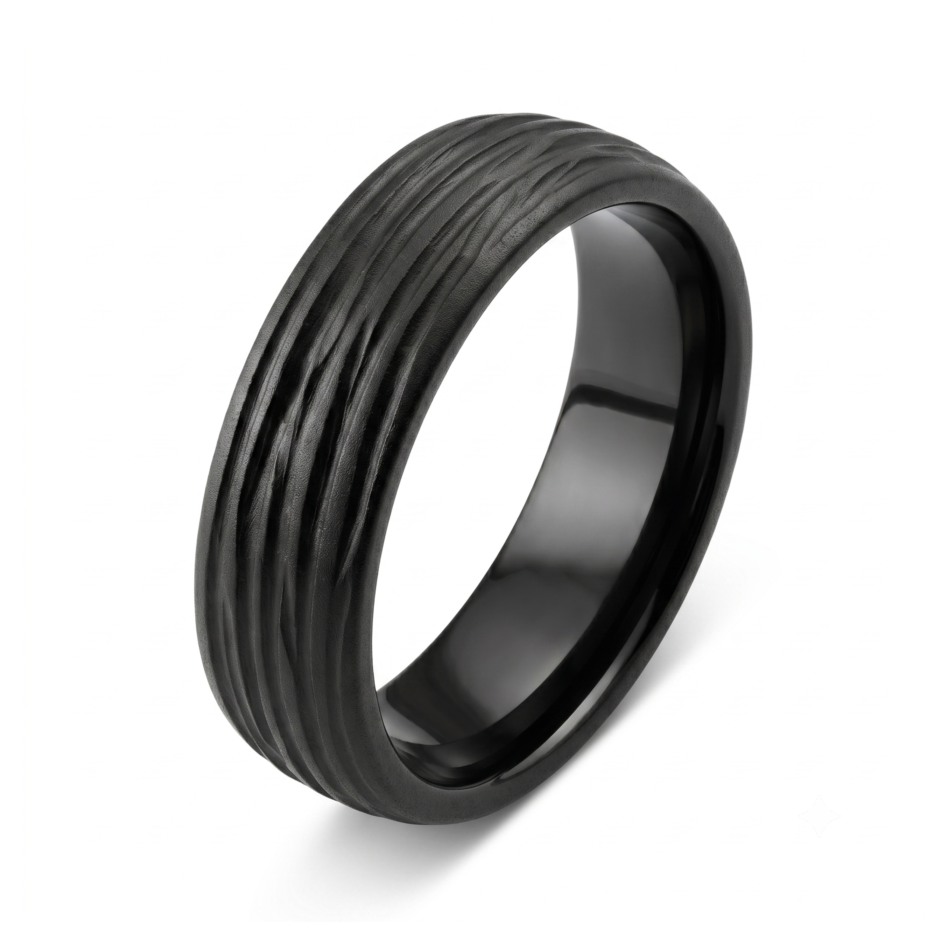 Bague Nervure végétale céramique noire