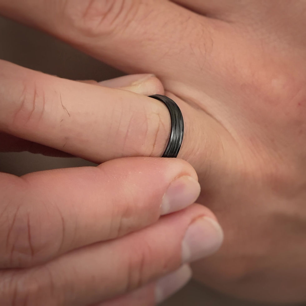 Miniature : Bague Nervure végétale céramique noire