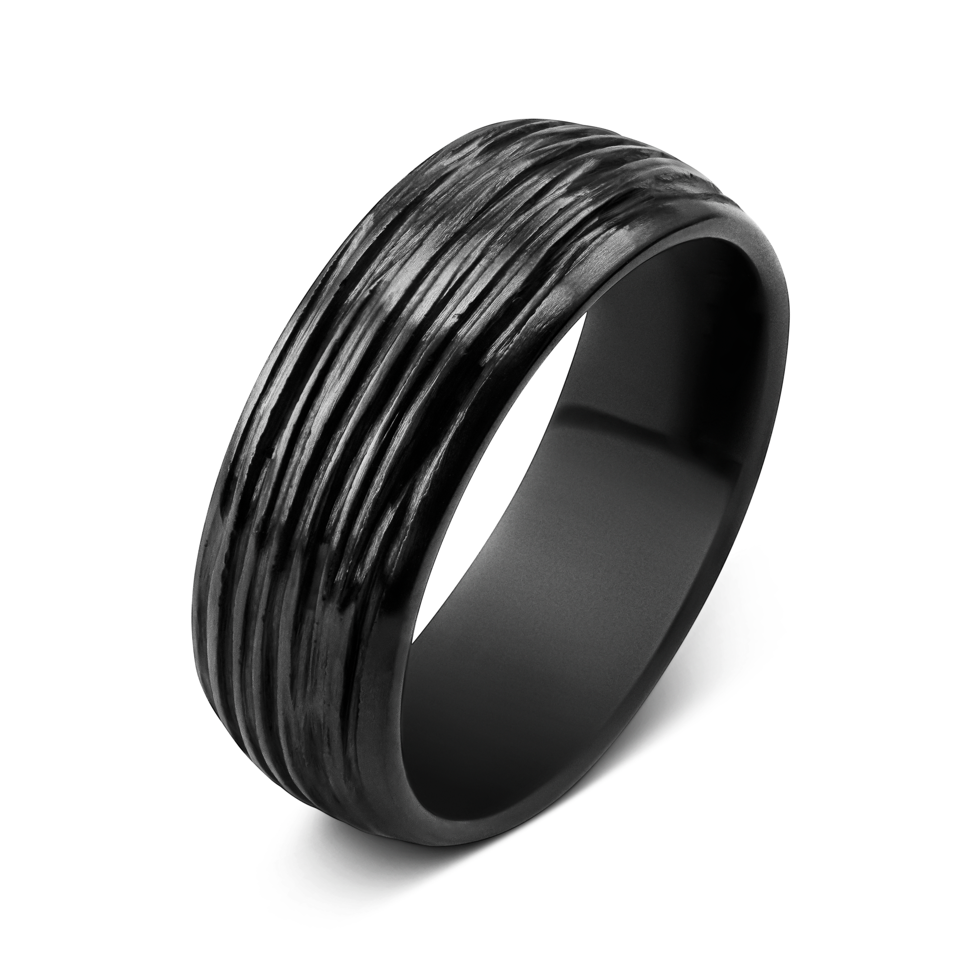 Bague Nervure végétale céramique noire