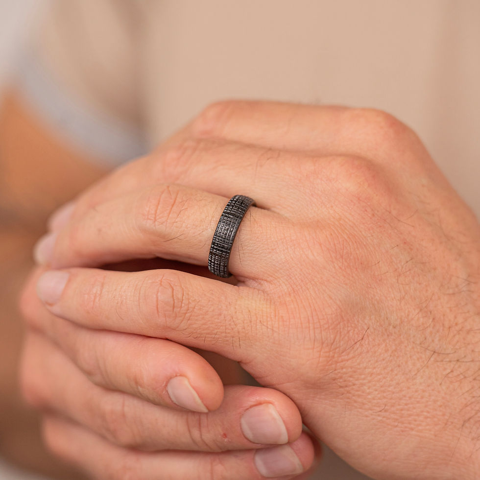 Miniature : Bague Voile de lin céramique noire