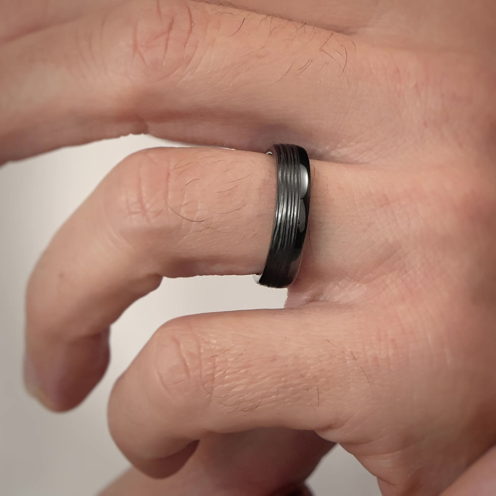 Miniature : Bague Liseré végétale céramique noire