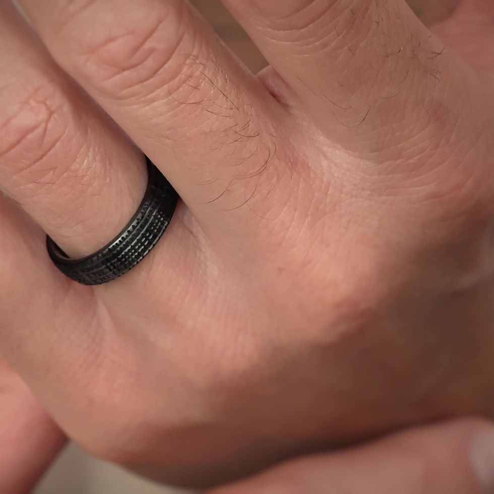 Miniature : Bague Voile de lin céramique noire