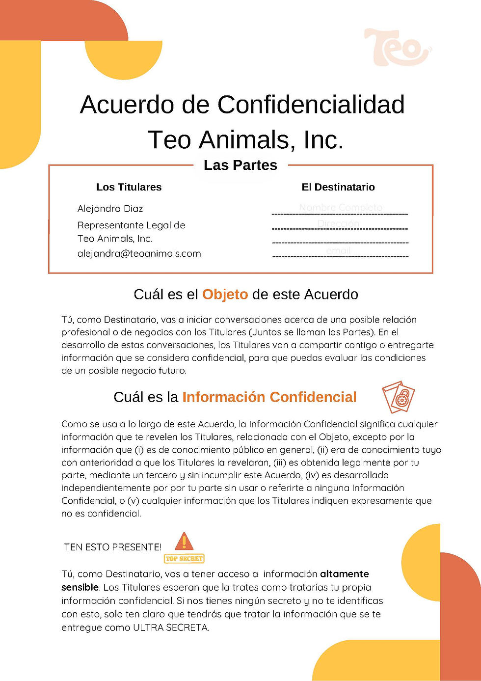 Confidentiality Agreement - Teo Animals_Page_1
