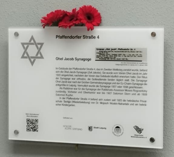 Gedenktafel für die Ohel-Jakob-Synagoge.