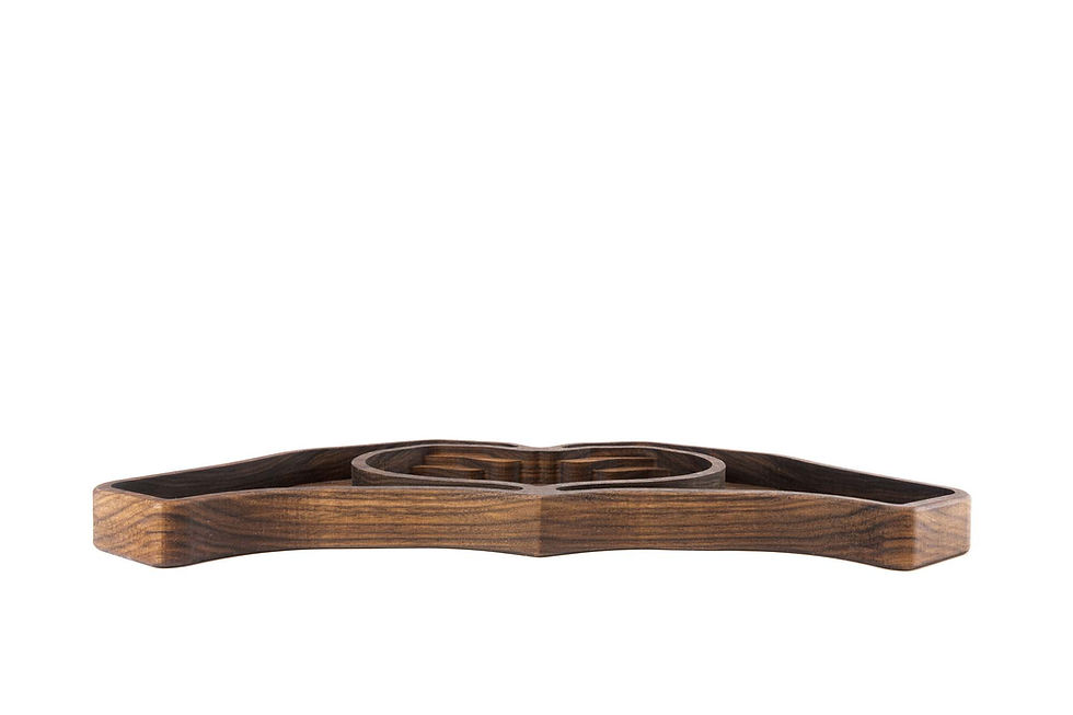 Thumbnail: Custom-made heart hands catchall tray, showcasing its natural walnut grain and practical design.