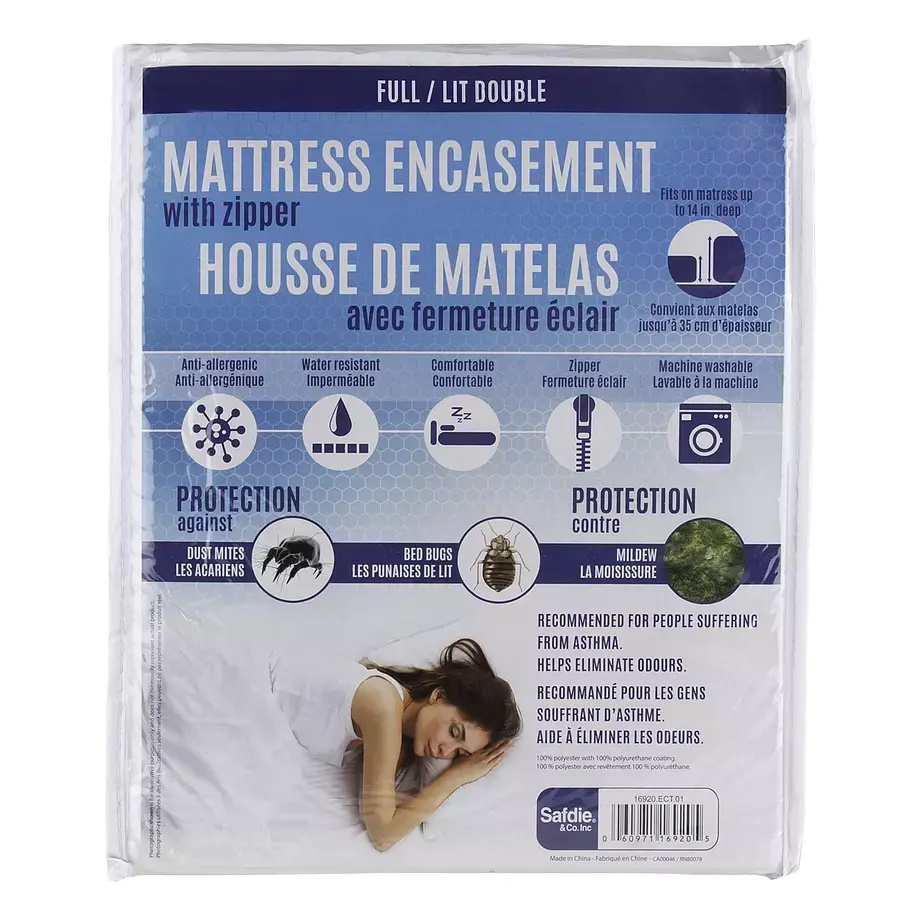 Housse de matelas avec fermeture éclair, lit double
