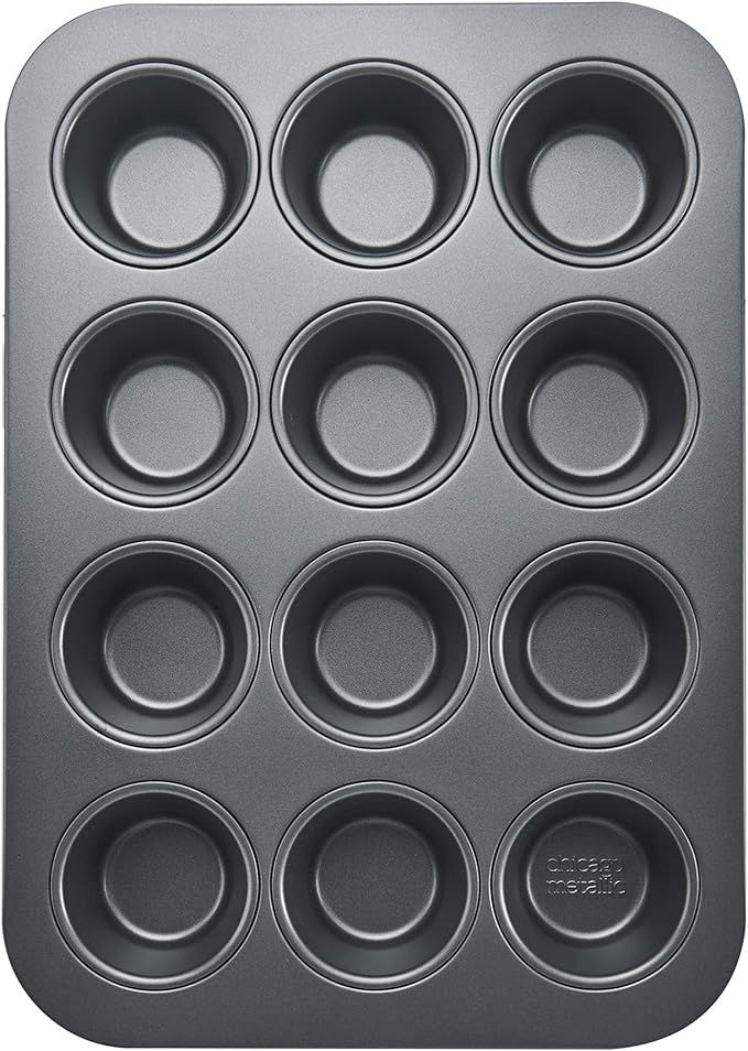 Chicago Metallic Moule à muffins anti-adhésif pour 12 muffins, gris