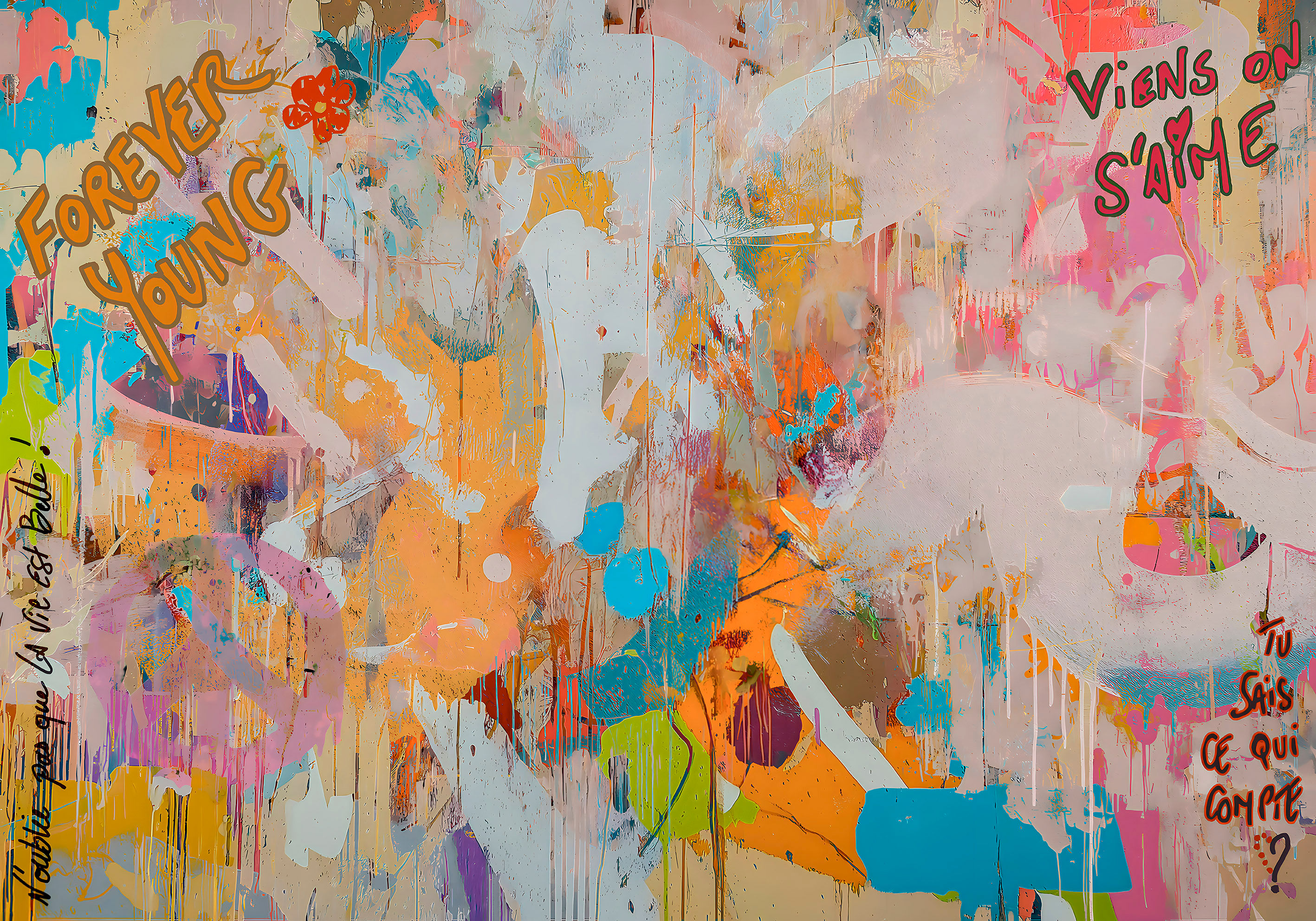 Custom Creation Landscape Format Street Art Background "Come on, let's love each other"