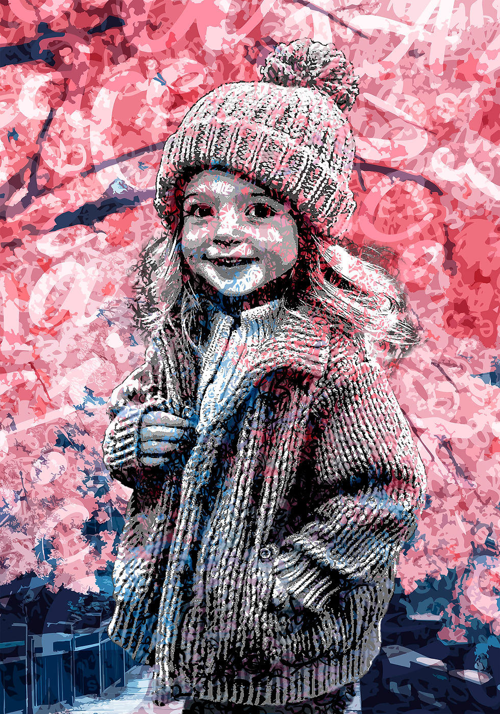 Miniature : Création personnalisée Format Portrait Fond Nature "Cerisier japonais"
