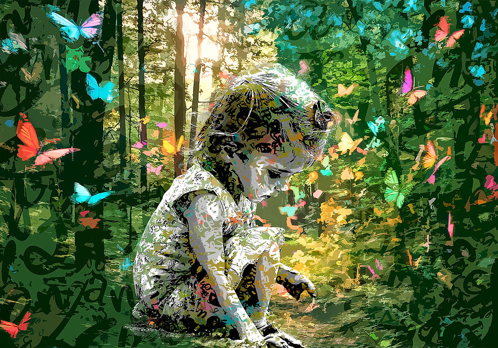 Miniature : Création personnalisée Format Paysage Fond Nature "Forêt de papillons"