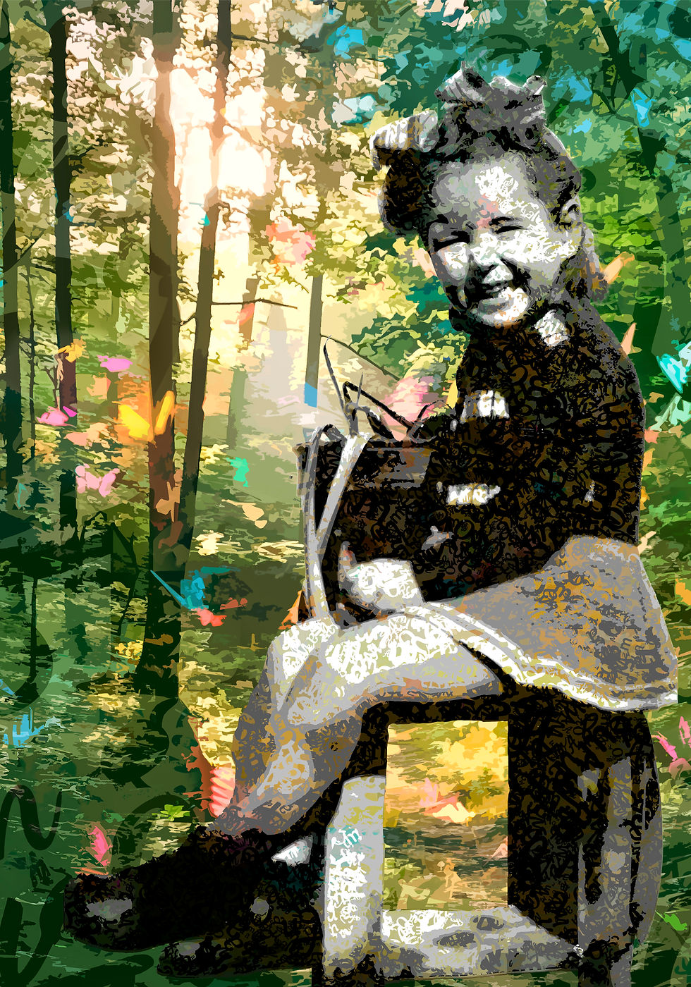 Thumbnail: Custom Creation Portrait Format Nature Background "Butterfly Forest"