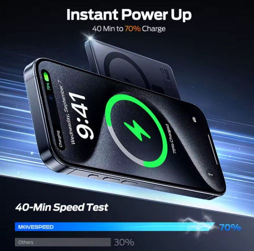 Thumbnail: Movespeed S10 Power Bank Magnético 10000mAh PD20W | Bateria Externa Sem Fio Slim