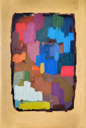 Park View IV (2024), oil on canvas, 40x30 cm / 15.7x11.8 in, from the Entropy series exploring the natural decay of closed systems and the dissolution of thoughts and perceptions, reflecting the process of inner entropy and transformation. Artwork by Anna Doronina. Contemporary Art.