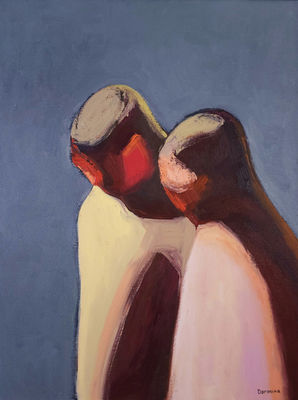 Sanctuary (2025), oil on canvas, 80x60 cm / 31.5x23.6 in, from the "Self-Reflection" series, abstract painting from the “Self-Reflection” series exploring the paradox of freedom — the tension between desire, responsibility, and inner awareness in dark contrasting tones. Contemporary Art by Anna Doronina. 