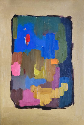 Park View I (2024), oil on canvas, 40x30 cm / 15.7x11.8 in, from the Entropy series exploring the natural decay of closed systems and the dissolution of thoughts and perceptions, reflecting the process of inner entropy and transformation. Artwork by Anna Doronina. Contemporary Art.