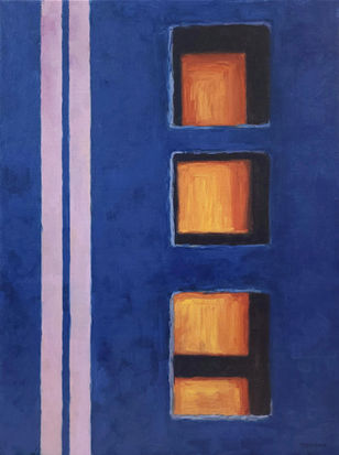 Freeway (2024), oil on canvas, 60x80 cm / 23.6x31.5 in, from the Lost City series, exploring the feeling of a lost future made present, reflecting the tension between past expectations and current reality. Artwork by Anna Doronina. Contemporary Art.