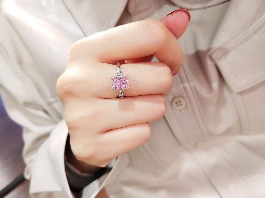 縮圖：18K白金櫻花粉紅戒指