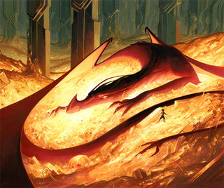 the hobbit magic the gathering smaug dragon gold treasure lord of the rings artwork